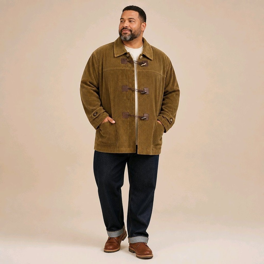 Denim & Co. 2X Brown Corduroy Toggle Jacket Coat